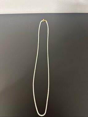 Vintage Monet White Box Chain Necklace with Gold Clasp - 22 Inch Women Jewelry